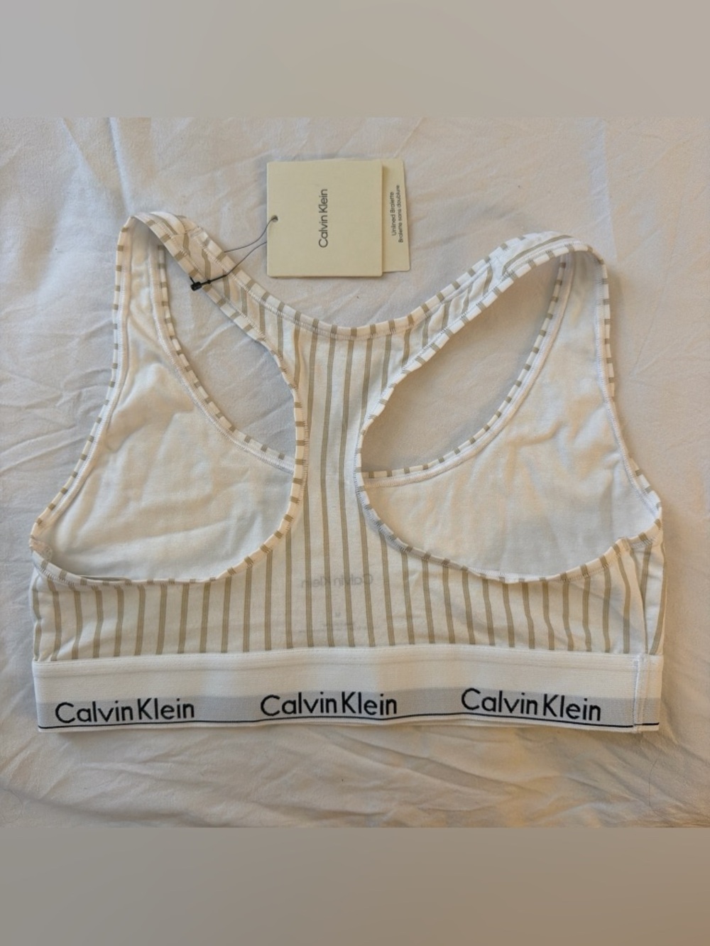 Calvin Klein l Bralette with Tan Stripes Racerback
